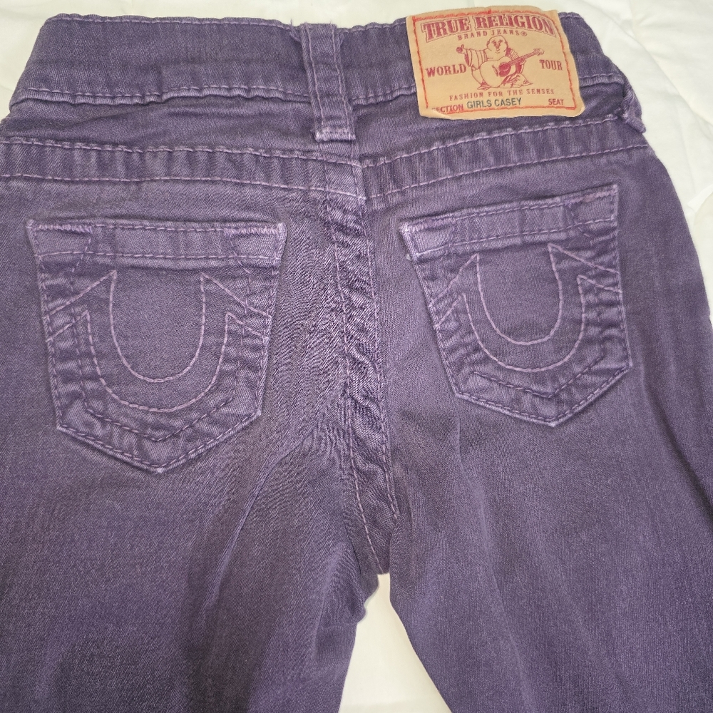 True Religion Girls‎ Casey Jeans Size 4 Purple Skinny Denim Made in Mexico